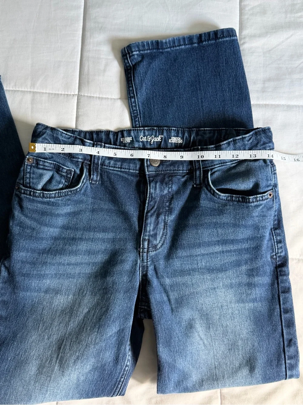 Cat & Jack Boys Dark Blue Straight-Leg Stretch Jeans - 16